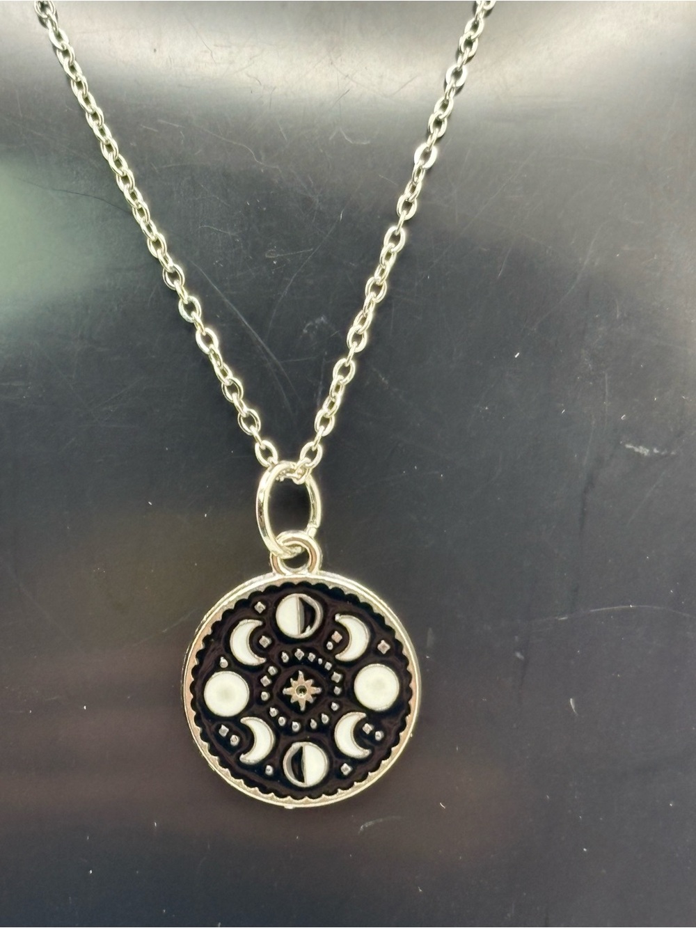 Moon Phase Necklace Celestial Witchy Pendant